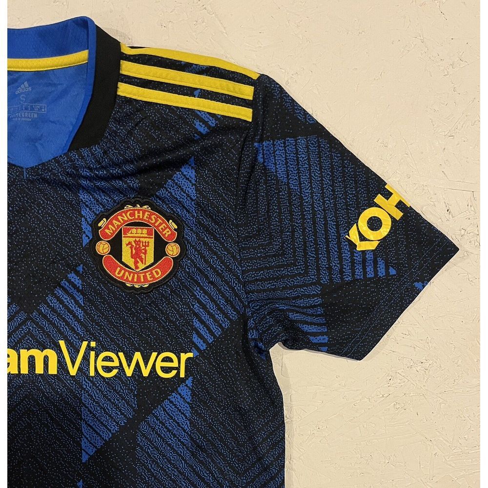 Manchester United 2021 2022 Third Adidas Jersey Kit Shirt Small Blue Yellow - Picture 5 of 9